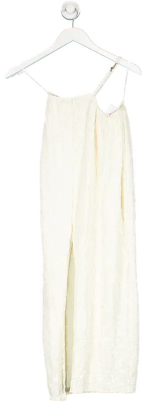 Mars the Label Off White Textured Asymmetrical Maxi Skirt UK 6