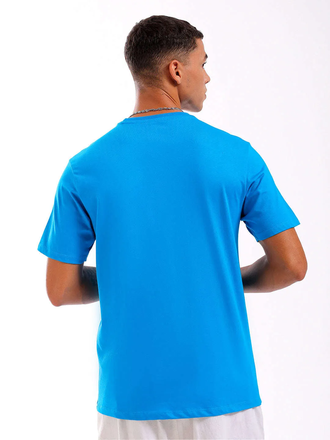 Men Blue Slim Fit Printed T-Shirt