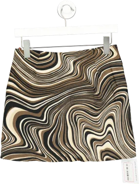 Motelrocks Brown Pelmo Mini Skirt In 70's Ripple UK S