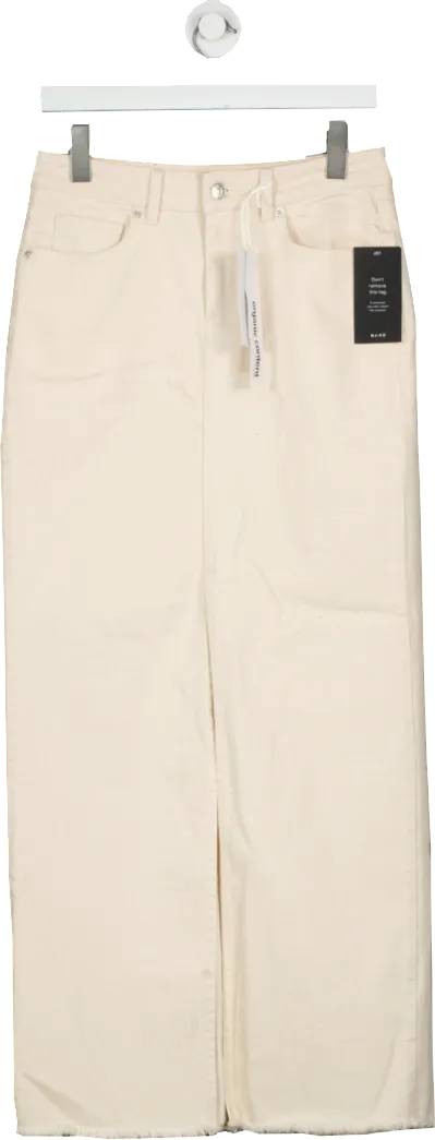 NA-KD Cream Denim Wide Maxi Skirt BNWT UK XS