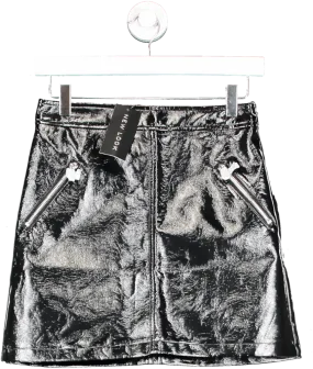 New Look Black Vinyl Zip Pocket Mini Skirt UK 8