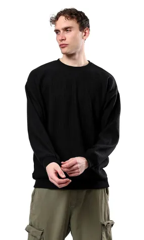 O180391 Slip On Ribbed Black Relaxed Sweatshirt