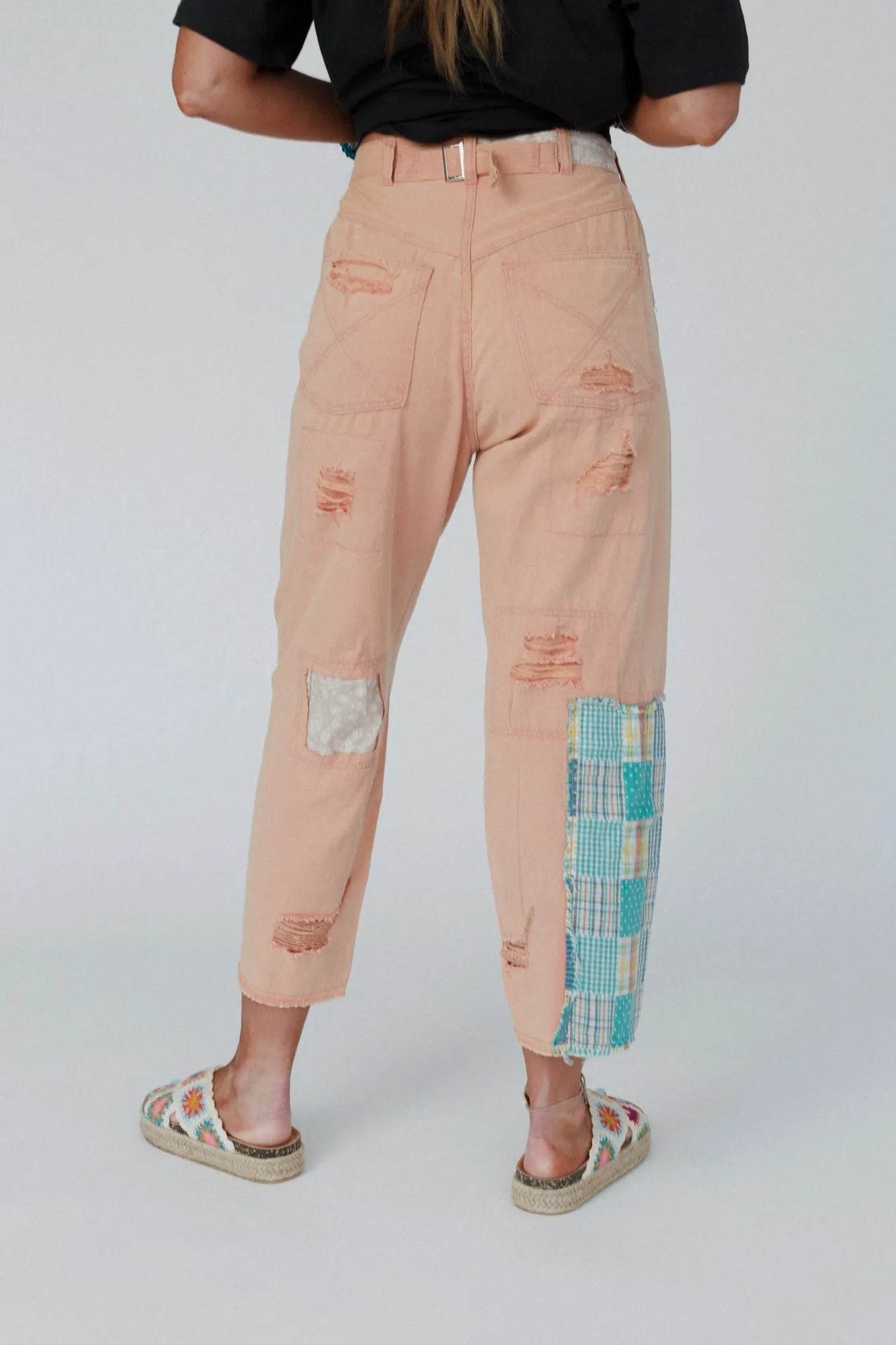 Offshore Patchwork Detail Pants - Pink