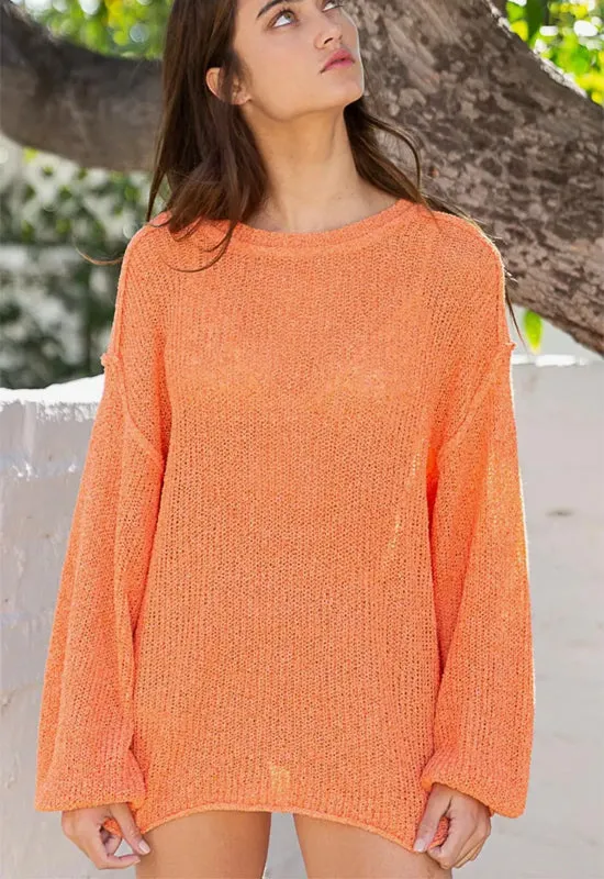 Outseam Long Sleeve Thin Sweater - Orange