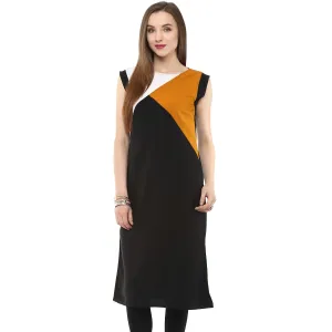 Pannkh Women's Color Block Patched Kurti