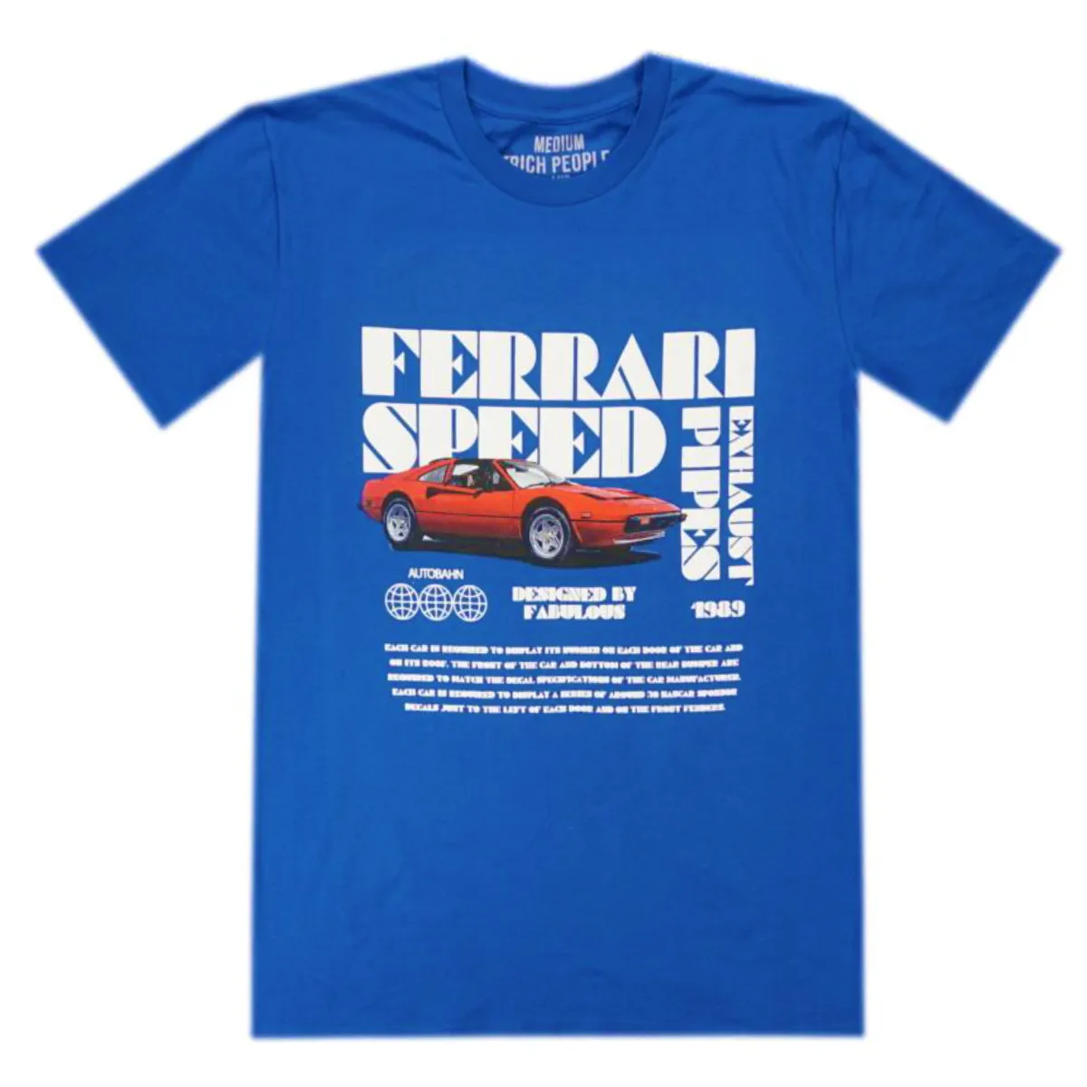 PPZZ x Rich People Ferrari Speed Tee (Royal) /D12