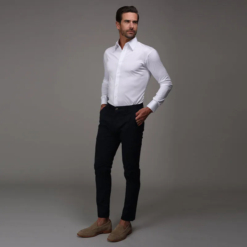 Quattro Flex Dress Shirt with English Spread Collar White