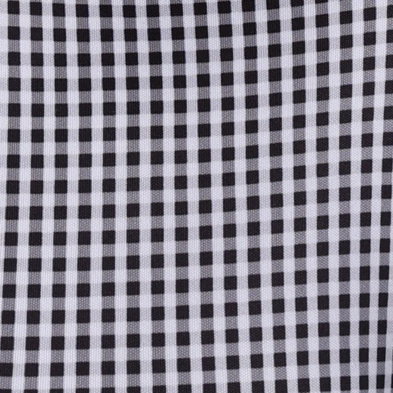 Quattro Flex Dress Shirt with Semi-Spread Collar Black Gingham