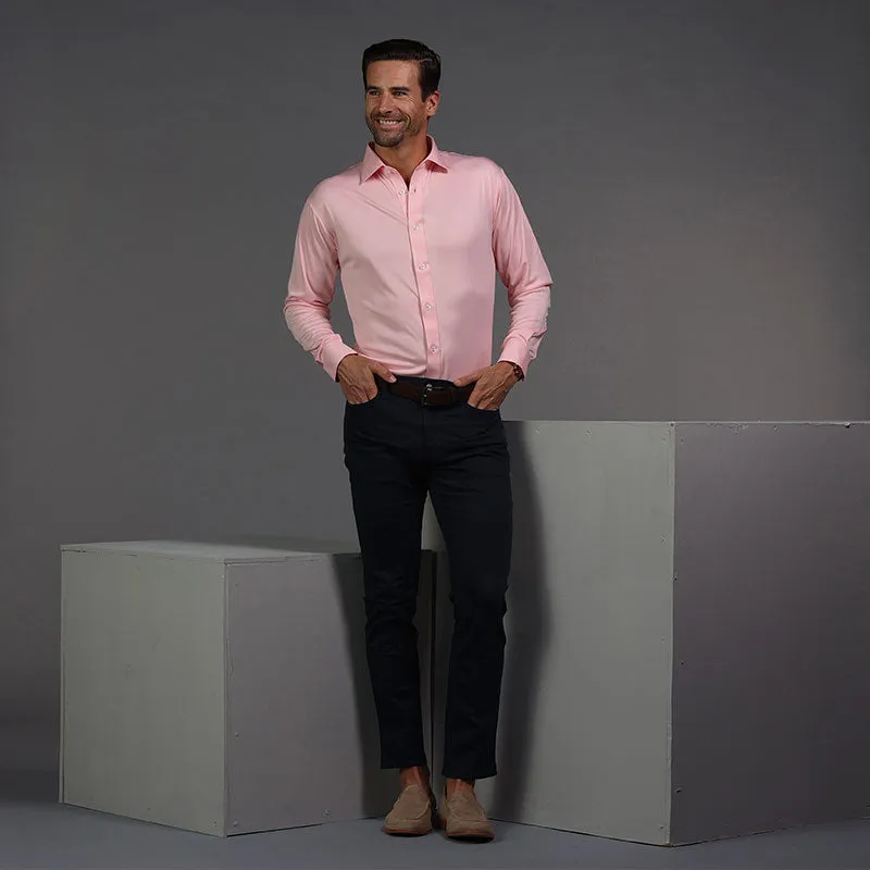 Quattro Flex Dress Shirt with Semi-Spread Collar Pink