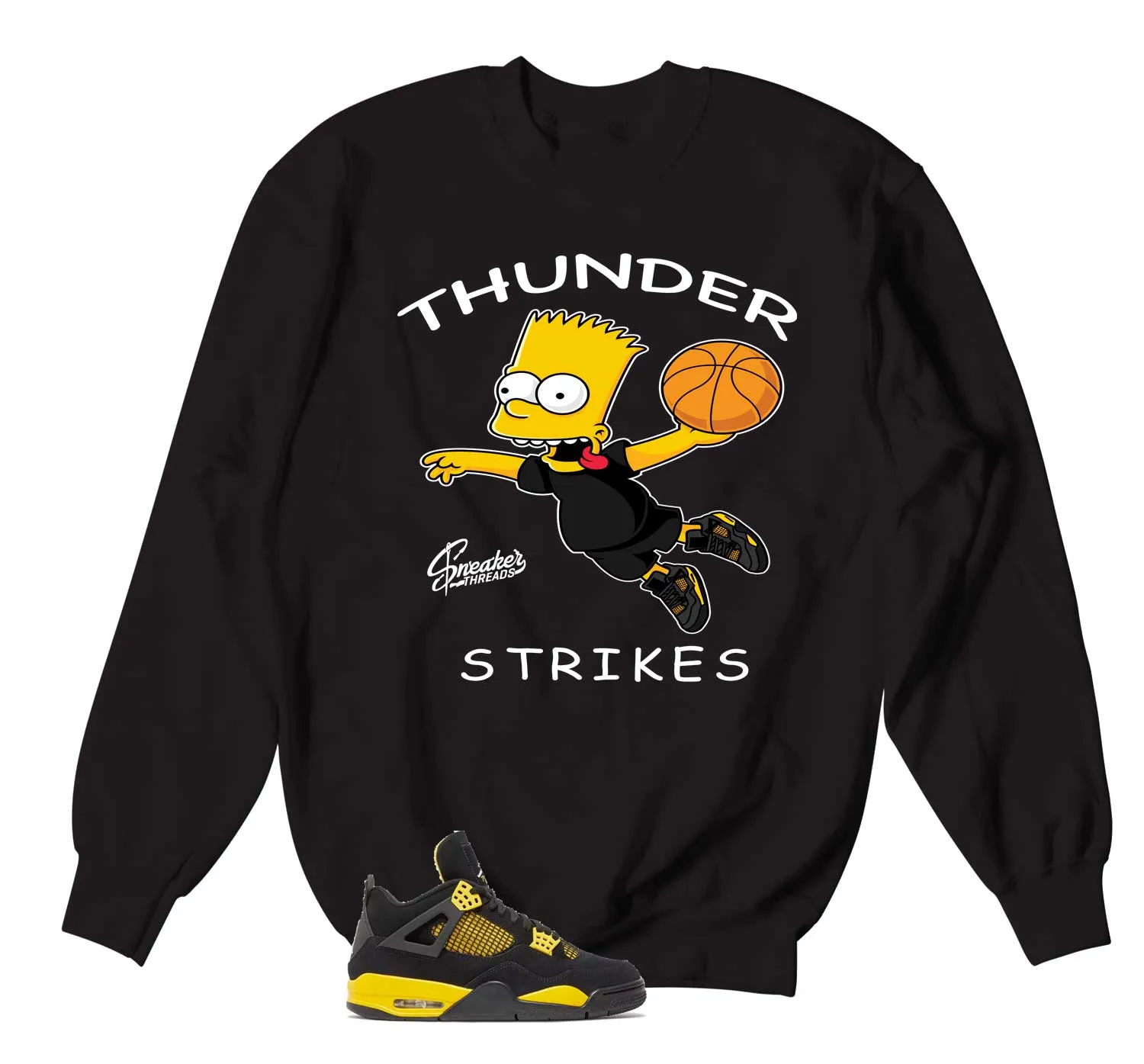 Retro 4 Yellow Thunder Sweater - Thunder Strikes - Black