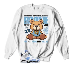 Retro 6 University Blue Sweater - Rookie Bear - White