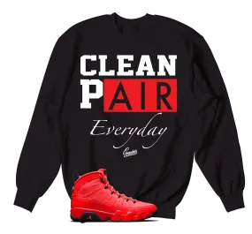 Retro 9 Chile Red Sweater - Clean Pair - Black