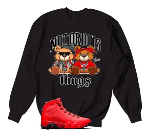 Retro 9 Chile Red Sweater - Thug Bears - Black