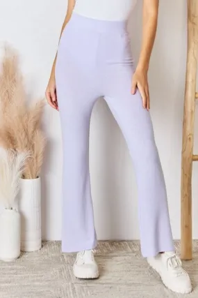 RISEN Full Size High Waist Ultra Soft Knit Flare Pants