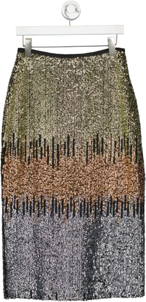 RO & ZO Metallic Petite Sequin Ombre Skirt UK 10