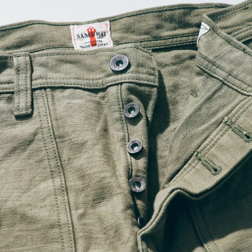 SAMURAI JEANS - 15oz Heavy Baker Pants (SJ52BP) in Olive