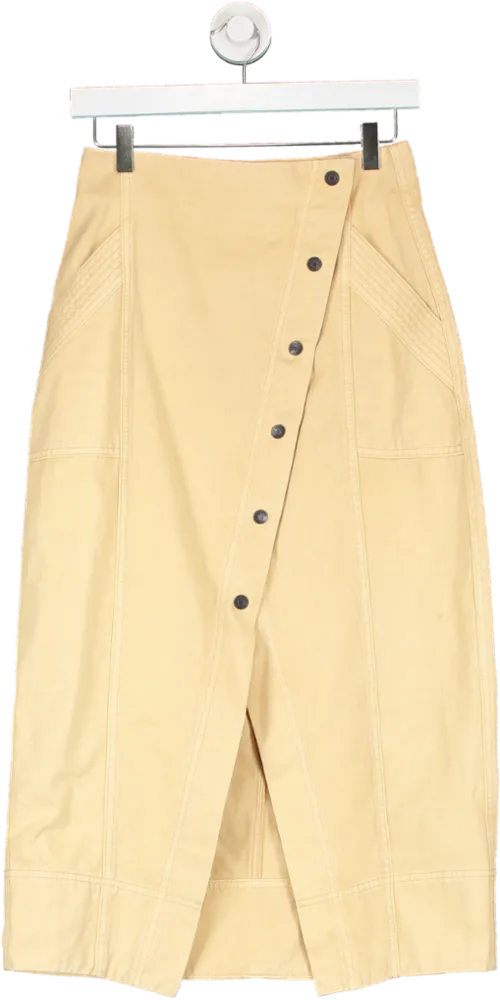 Shona Joy Beige Button Front Skirt UK 8