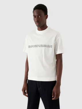 T-shirt em malha Tencel com logótipo em relevo Armani